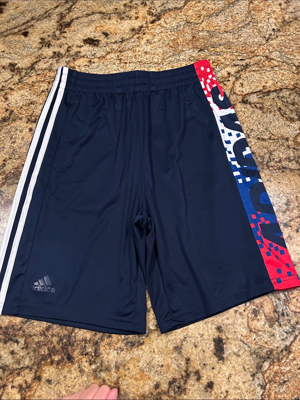 adidas Navy Athletic Shorts with Red, White & Blue Accent